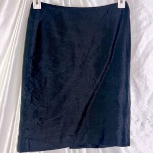 Vintage Black Silk Mini Skirt – Y2K Goth Grunge Corporate Chic (Size 2)
